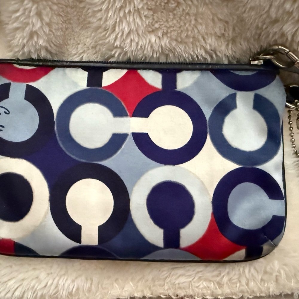 Coach Red and Blue Geometric Wristlet - Picture 2 of 6